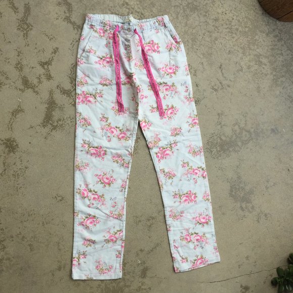 Rose Print Brushed Flannel Lounge Pants NWOT - Picture 1 of 7